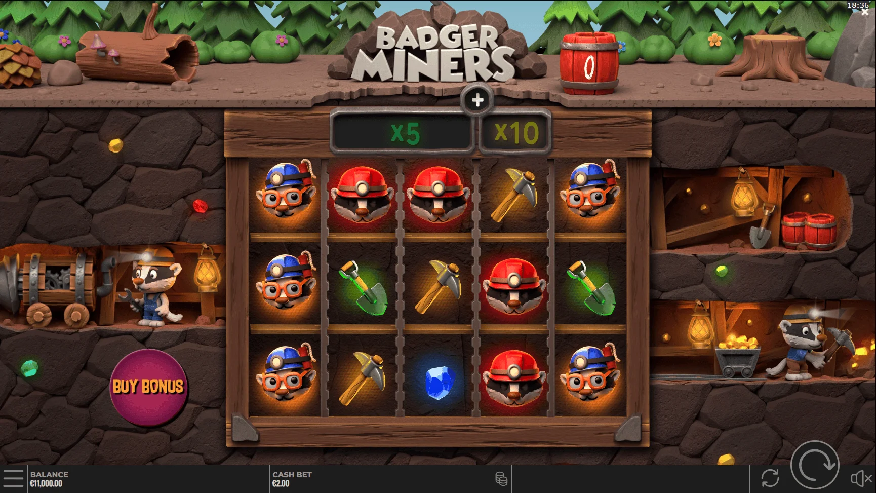 интерфейс игрового аппарата badger miners